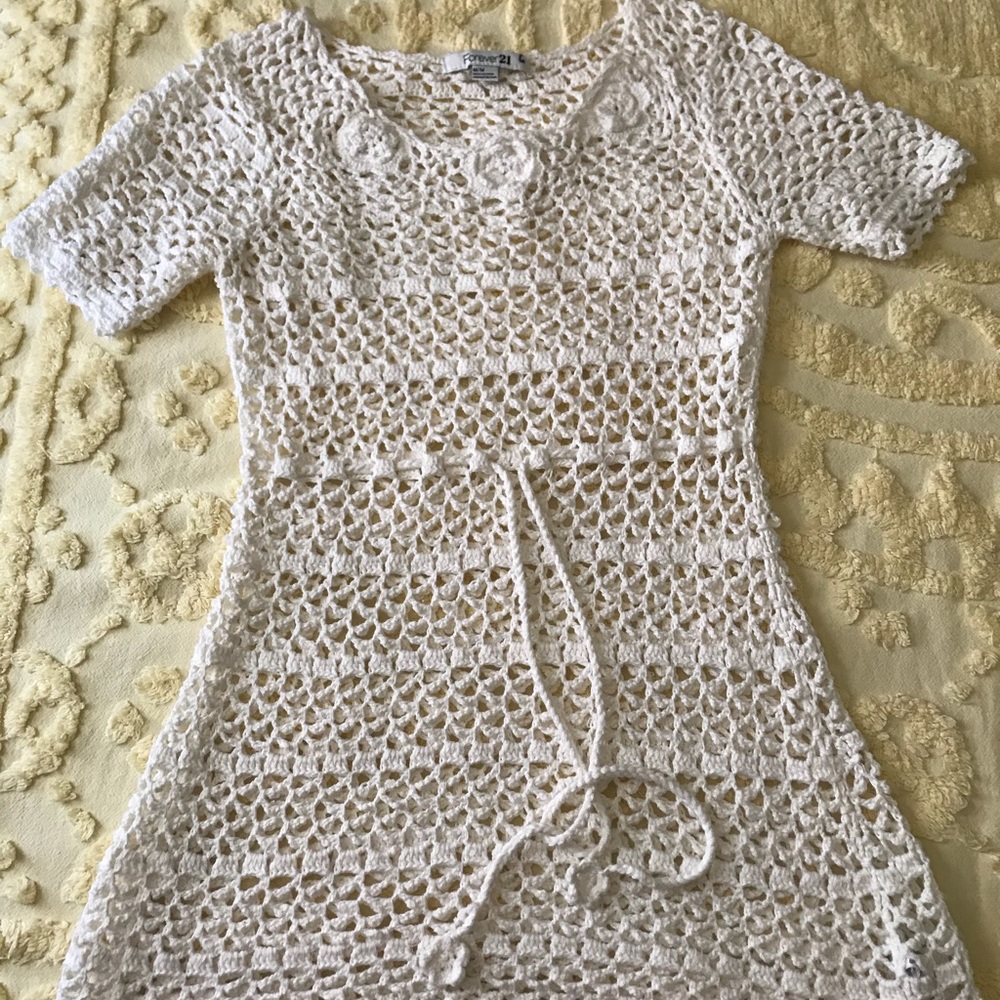 White crochet beach cover dress